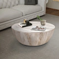 Table basse ronde Arthur 35,5 pouces en bois de manguier, veinage subtil