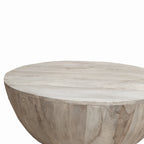 Table basse ronde Arthur 35,5 pouces en bois de manguier, veinage subtil