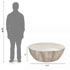 Table basse ronde Arthur 35,5 pouces en bois de manguier, veinage subtil