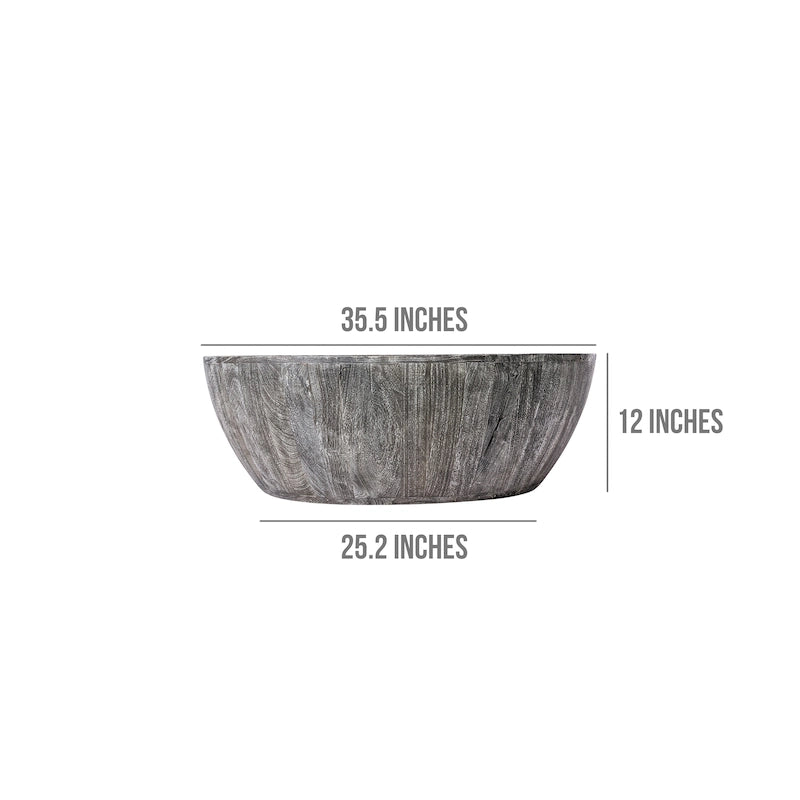 Table basse ronde Arthur 35,5 pouces en bois de manguier, veinage subtil
