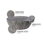 Table basse ronde Arthur 35,5 pouces en bois de manguier, veinage subtil