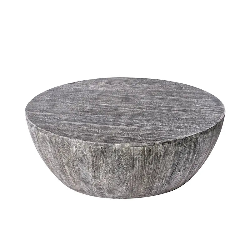 Table basse ronde Arthur 35,5 pouces en bois de manguier, veinage subtil