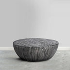 Table basse ronde Arthur 35,5 pouces en bois de manguier, veinage subtil