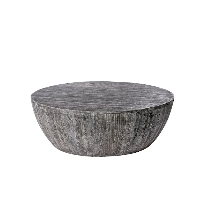 Table basse ronde Arthur 35,5 pouces en bois de manguier, veinage subtil