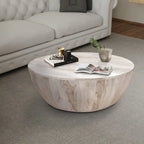 Table basse ronde Arthur 35,5 pouces en bois de manguier, veinage subtil