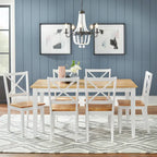 Ensemble de salle à manger 7 pièces Simple Living Crossback blanc/naturel