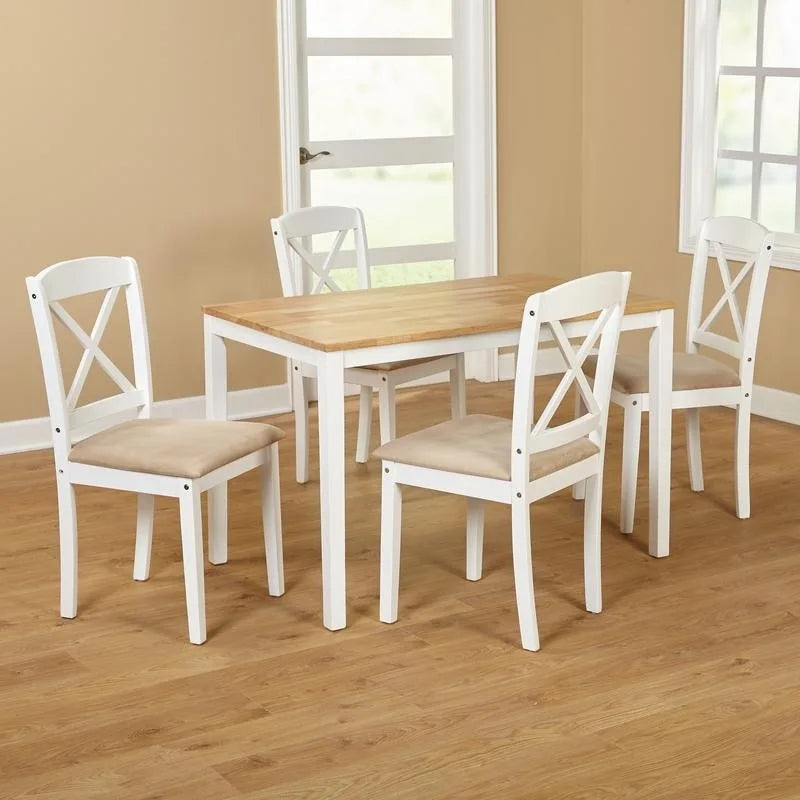 Ensemble de salle à manger 5 pièces Simple Living blanc à dossier croisé
