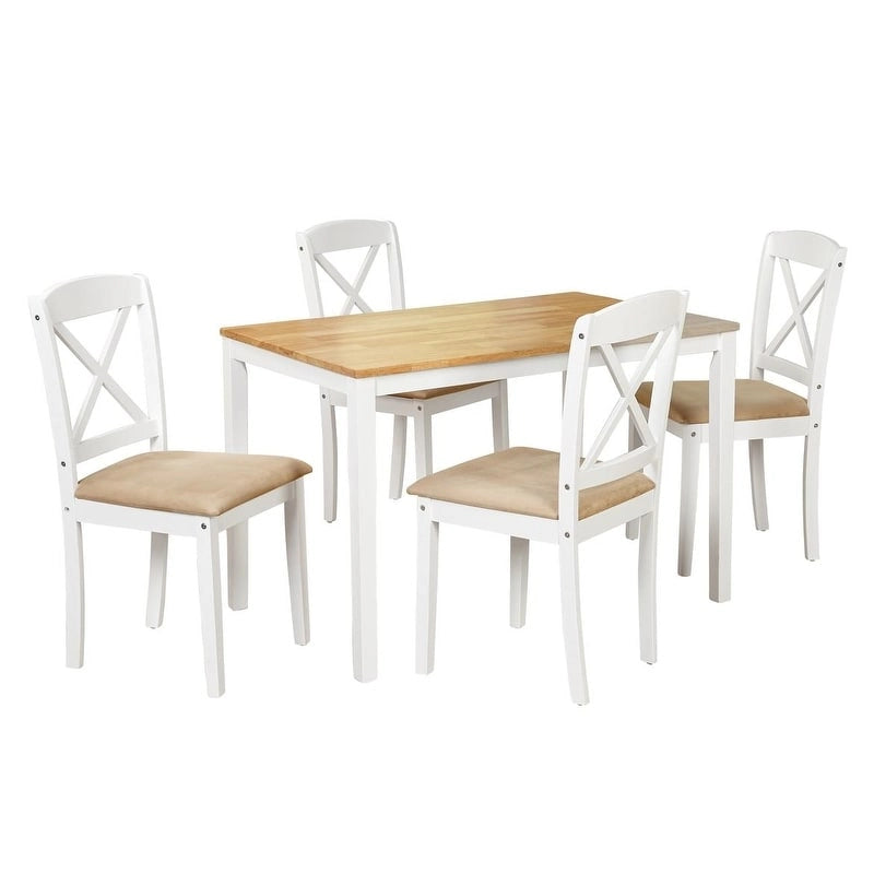 Ensemble de salle à manger 5 pièces Simple Living blanc à dossier croisé