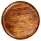 Table basse ronde Gia en bois de manguier avec pieds en métal évasés, marron et noir