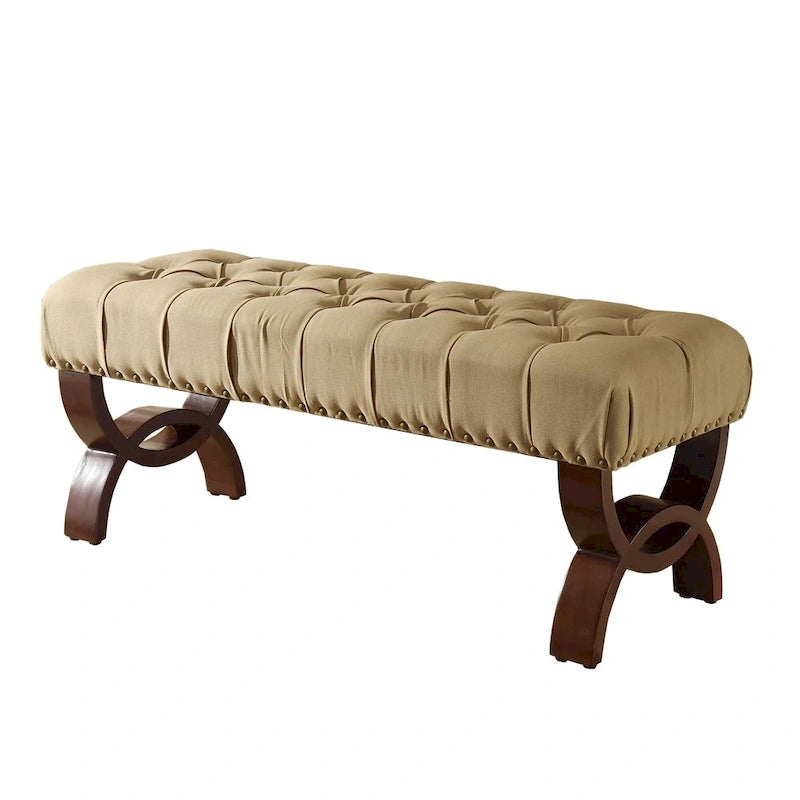 Banc capitonné Carolina avec garniture cloutée