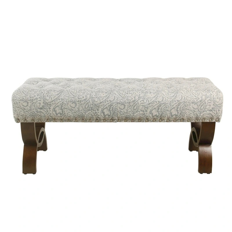 Banc capitonné Carolina avec garniture cloutée