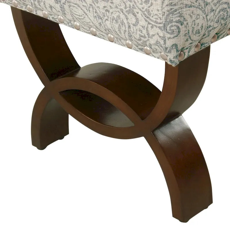 Banc capitonné Carolina avec garniture cloutée