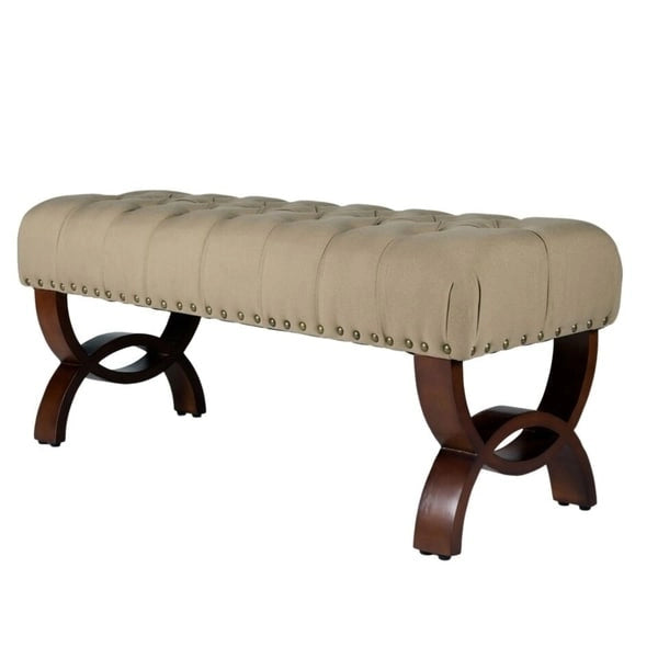 Banc capitonné Carolina avec garniture cloutée