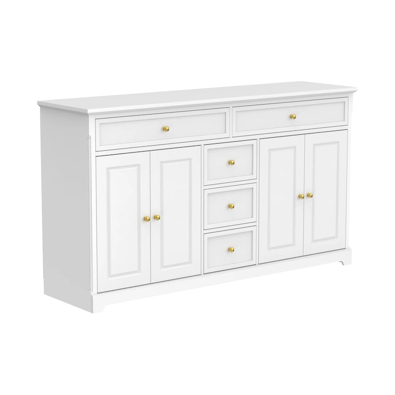 Buffet/buffet blanc laqué style moderne du milieu du siècle
