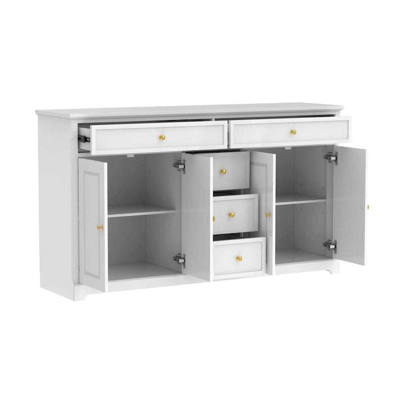 Buffet/buffet blanc laqué style moderne du milieu du siècle