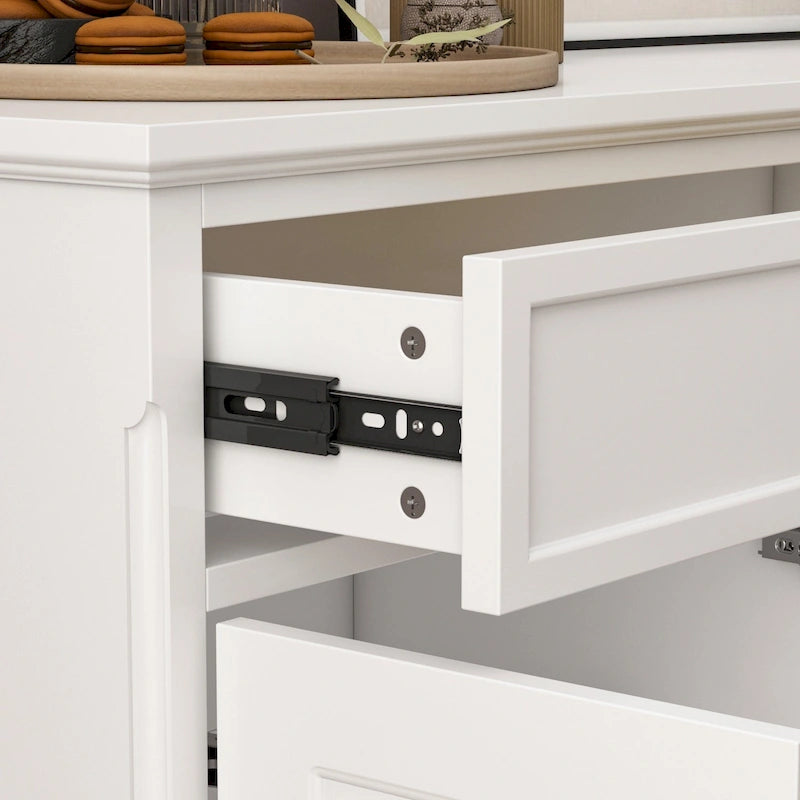 Buffet/buffet blanc laqué style moderne du milieu du siècle