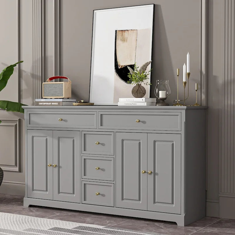 Buffet/buffet blanc laqué style moderne du milieu du siècle