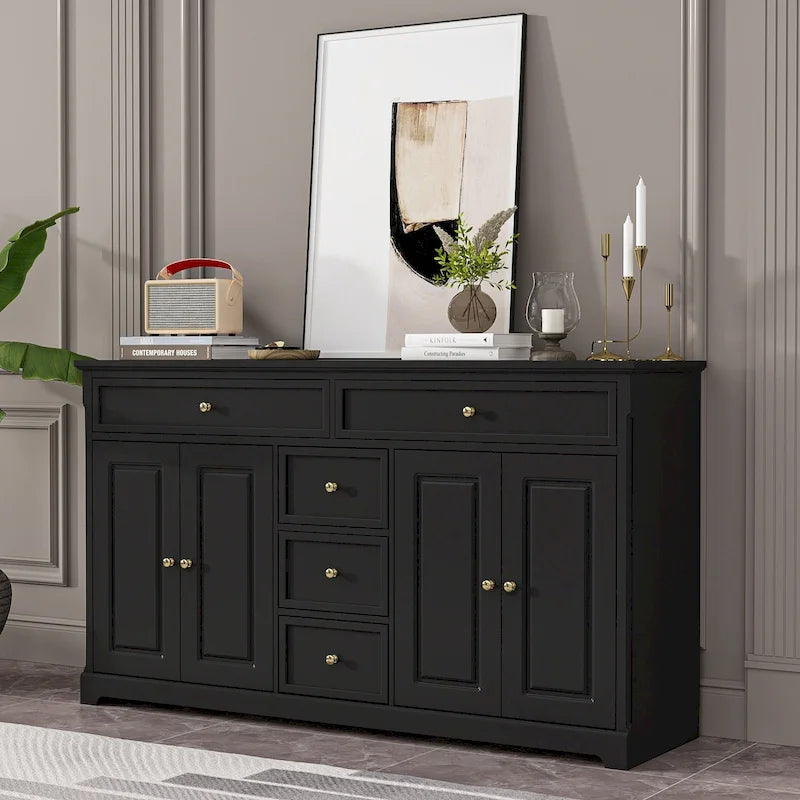 Buffet/buffet blanc laqué style moderne du milieu du siècle