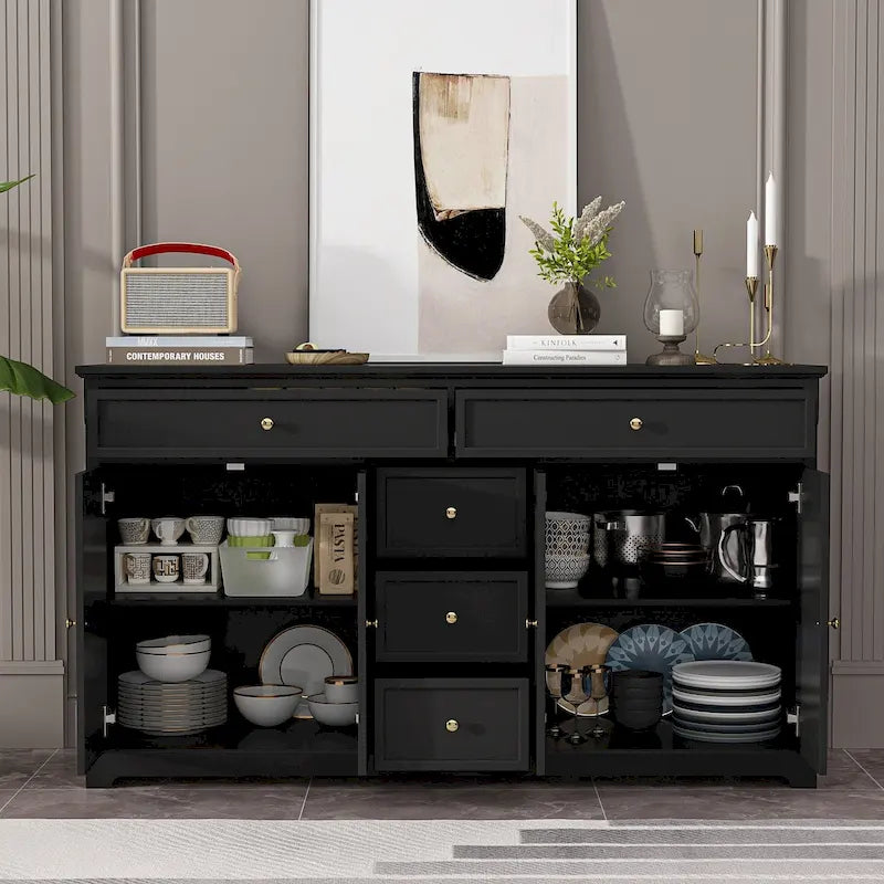 Buffet/buffet blanc laqué style moderne du milieu du siècle