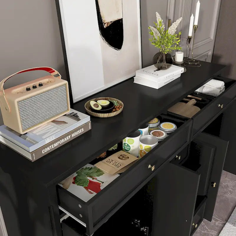 Buffet/buffet blanc laqué style moderne du milieu du siècle