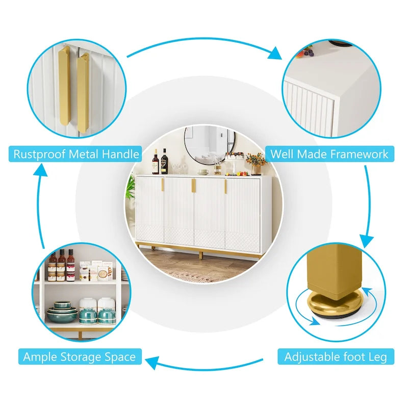 Buffet de cuisine de 55 pouces avec rangement