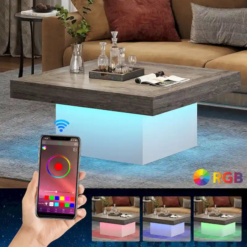 Table basse carrée LED 35,43 pour salon