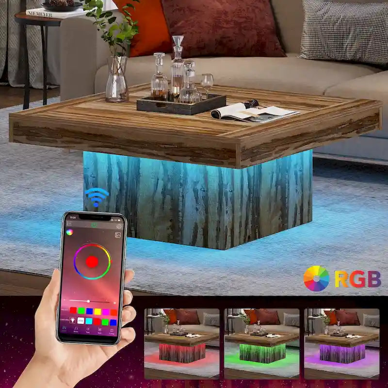 Table basse carrée LED 35,43 pour salon