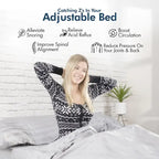 Sommier articulé Renanim avec double massage - USB, éclairage sous le lit, position zéro gravité, contrôle par application, inclinaison de la tête et des pieds