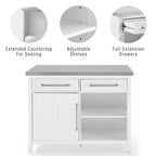 Îlot de cuisine Crosley Silvia avec plateau en acier inoxydable - 71 cm (P) x 117 cm (L) x 93 cm (H)