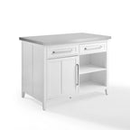 Îlot de cuisine Crosley Silvia avec plateau en acier inoxydable - 71 cm (P) x 117 cm (L) x 93 cm (H)