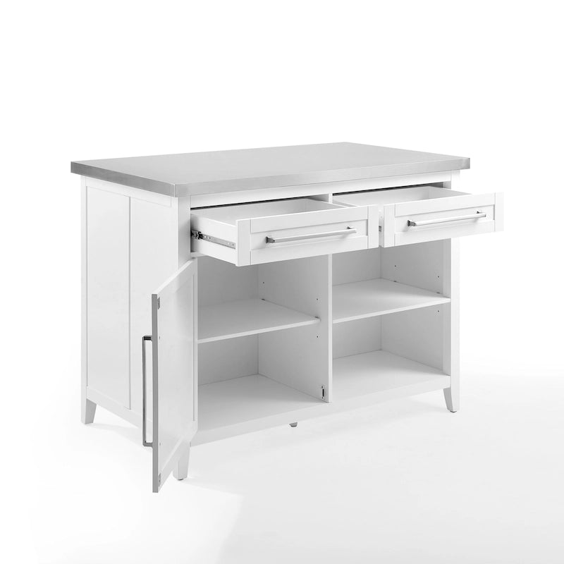 Îlot de cuisine Crosley Silvia avec plateau en acier inoxydable - 71 cm (P) x 117 cm (L) x 93 cm (H)