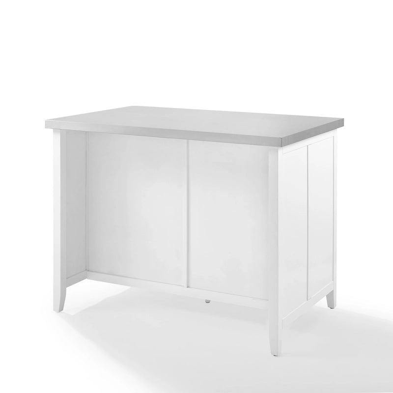 Îlot de cuisine Crosley Silvia avec plateau en acier inoxydable - 71 cm (P) x 117 cm (L) x 93 cm (H)