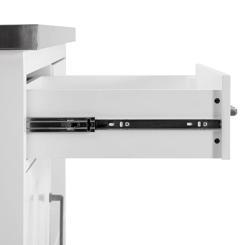 Îlot de cuisine Crosley Silvia avec plateau en acier inoxydable - 71 cm (P) x 117 cm (L) x 93 cm (H)