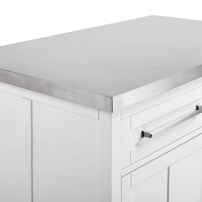 Îlot de cuisine Crosley Silvia avec plateau en acier inoxydable - 71 cm (P) x 117 cm (L) x 93 cm (H)