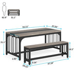 Table de cuisine de 140 cm avec 2 bancs, ensemble table et chaises pour 4 à 6 personnes