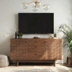 Buffet/meuble TV scandinave Living Skog avec tiroirs et pieds en bois pour téléviseurs jusqu'à 65 pouces.