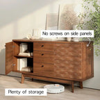Buffet/meuble TV scandinave Living Skog avec tiroirs et pieds en bois pour téléviseurs jusqu'à 65 pouces.