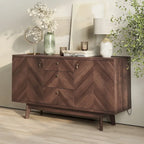 Buffet/meuble TV scandinave Living Skog avec tiroirs et pieds en bois pour téléviseurs jusqu'à 65 pouces.