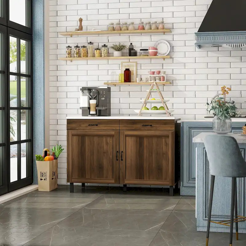 Solution de rangement polyvalente en marbre pour îlot de cuisine