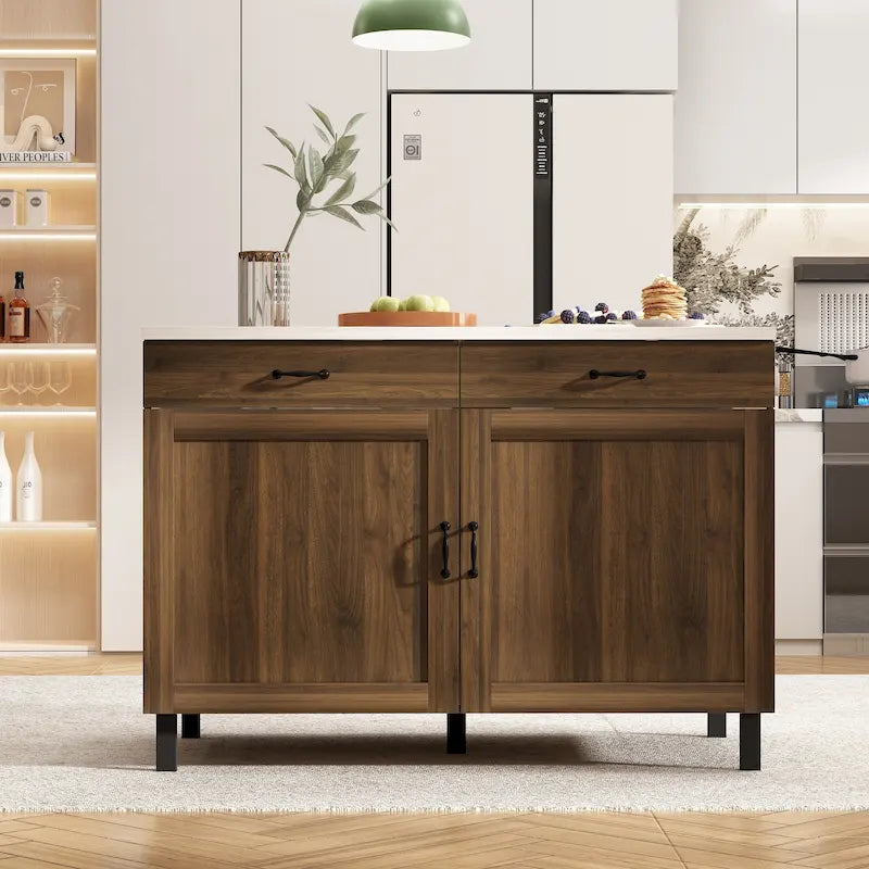 Solution de rangement polyvalente en marbre pour îlot de cuisine