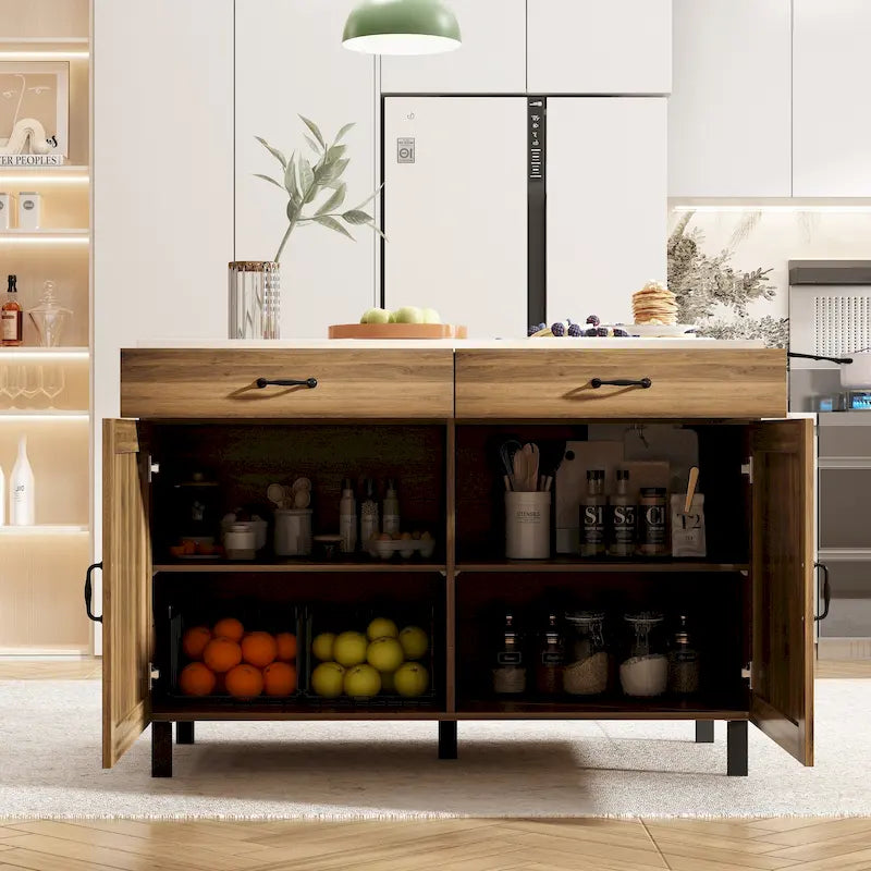 Solution de rangement polyvalente en marbre pour îlot de cuisine