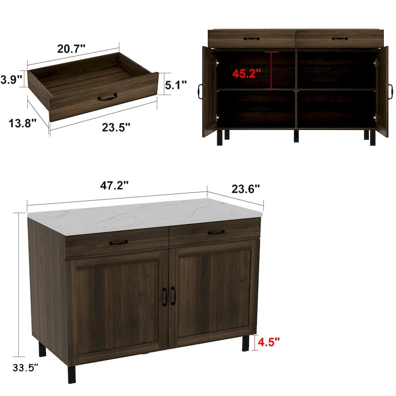 Solution de rangement polyvalente en marbre pour îlot de cuisine