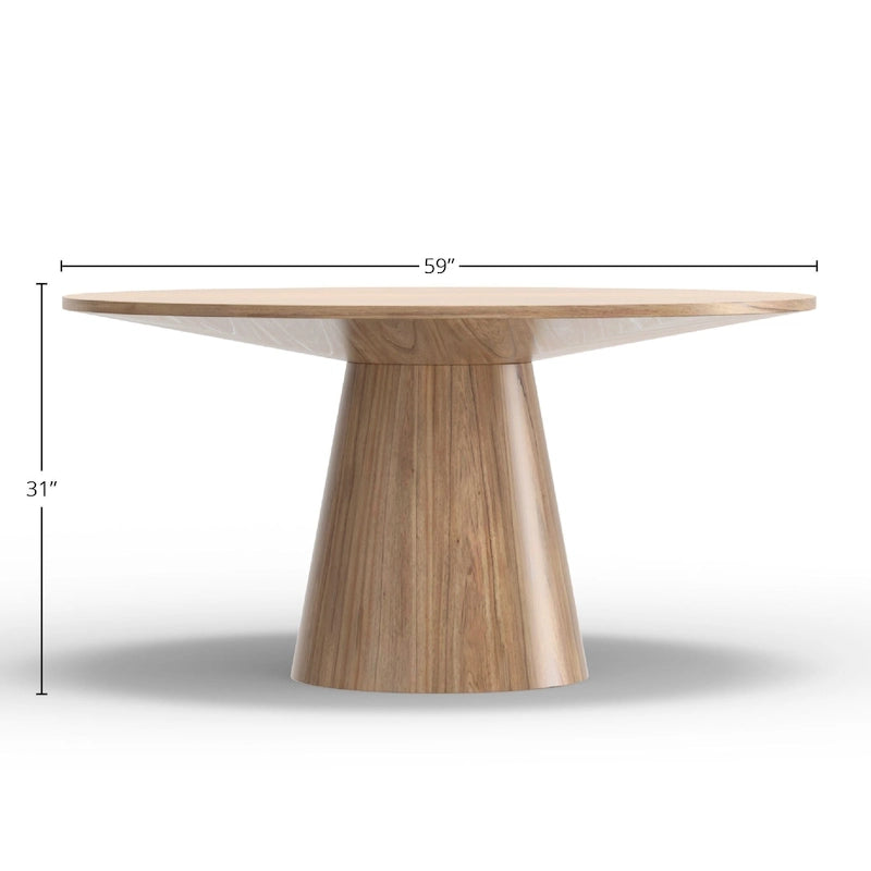 Table de salle à manger ronde Cove en bois massif, naturelle