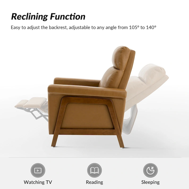 Fauteuil inclinable électrique moderne Jaime en cuir véritable avec ports USB par HULALAHOME