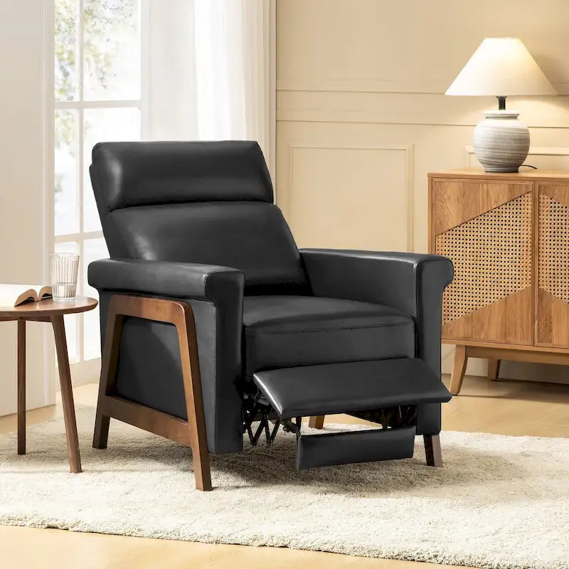 Fauteuil inclinable électrique moderne Jaime en cuir véritable avec ports USB par HULALAHOME