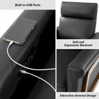 Fauteuil inclinable électrique moderne Jaime en cuir véritable avec ports USB par HULALAHOME