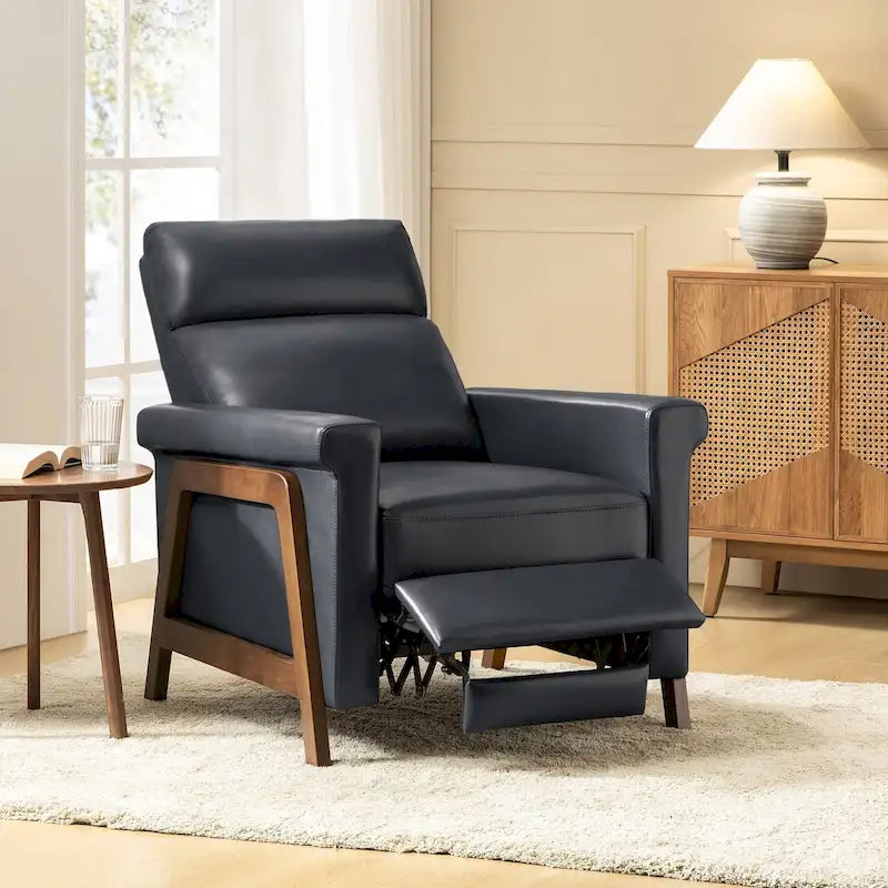 Fauteuil inclinable électrique moderne Jaime en cuir véritable avec ports USB par HULALAHOME