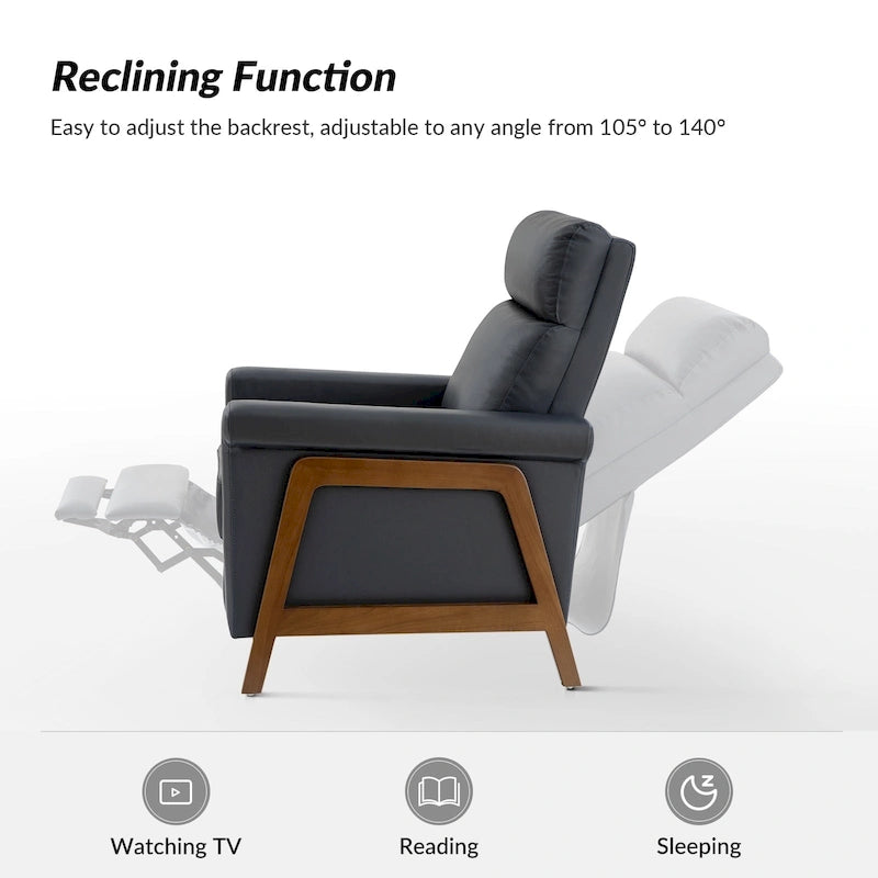 Fauteuil inclinable électrique moderne Jaime en cuir véritable avec ports USB par HULALAHOME