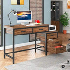 Bureau d'ordinateur réversible à 5 tiroirs, bureau pour bureau à domicile avec tiroir de rangement et support pour imprimante