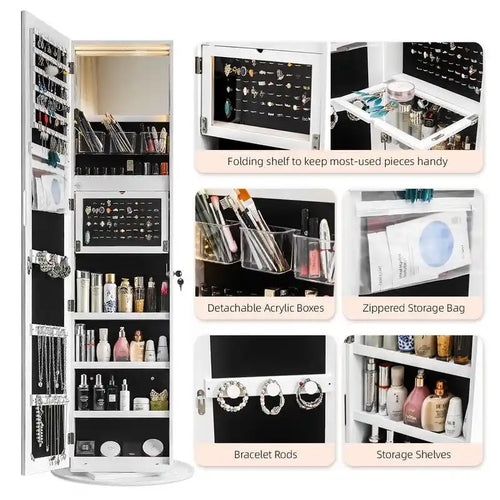 Armoire à bijoux verrouillable à 360° avec miroir pleine longueur - Non disponible